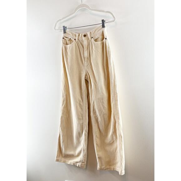 BDG High & Wide Corduroy Cotton Wide Leg Pants Cream 25 / 0 - Picture 11 of 14